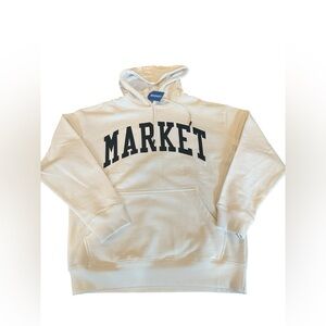 Market White Hoodie with Black Lettering Classic logo